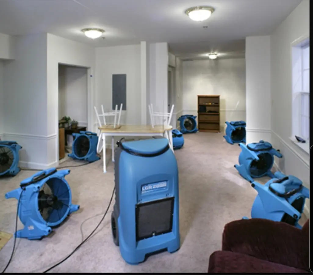 Air movers and dehumidifier setup for Water Extraction & Removal in Red Bluff